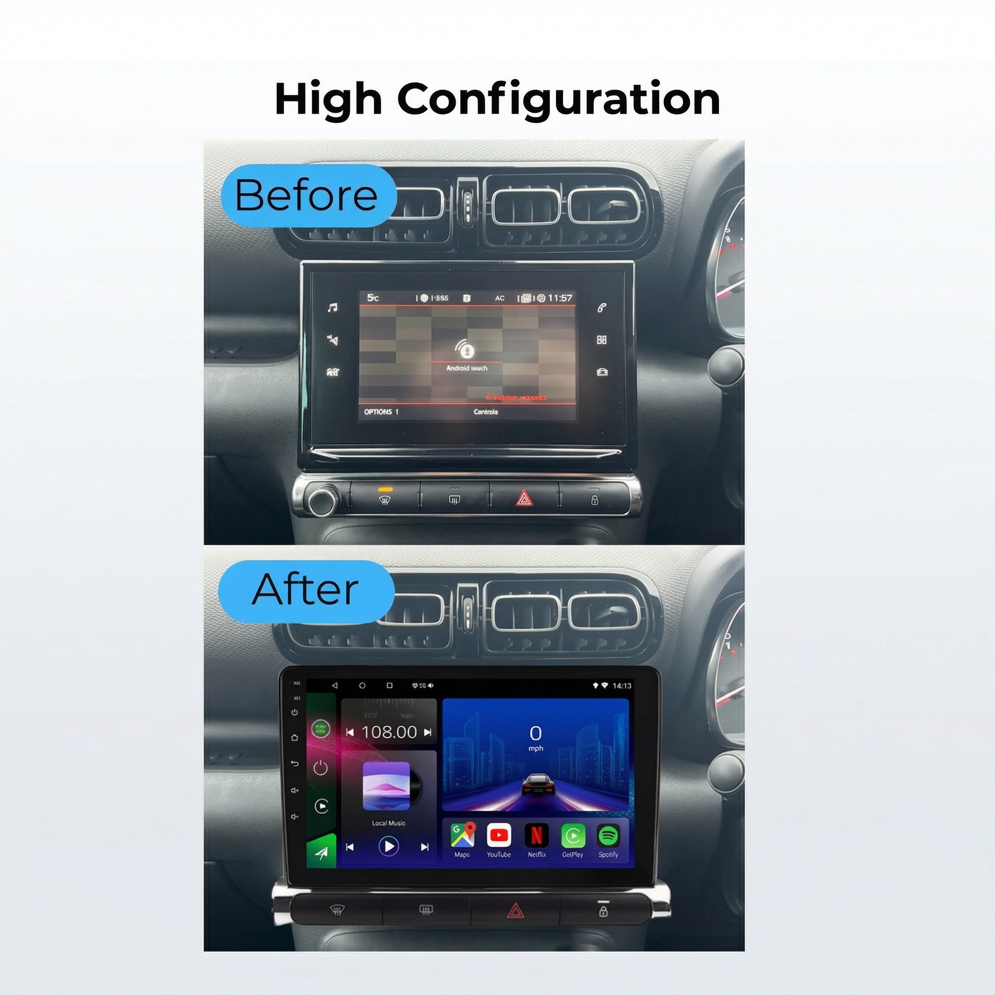 Citroen C3 & C3 Aircross 2017-2023 Android 14 Car Stereo Head Unit CarPlay Android Auto - Pluscenter