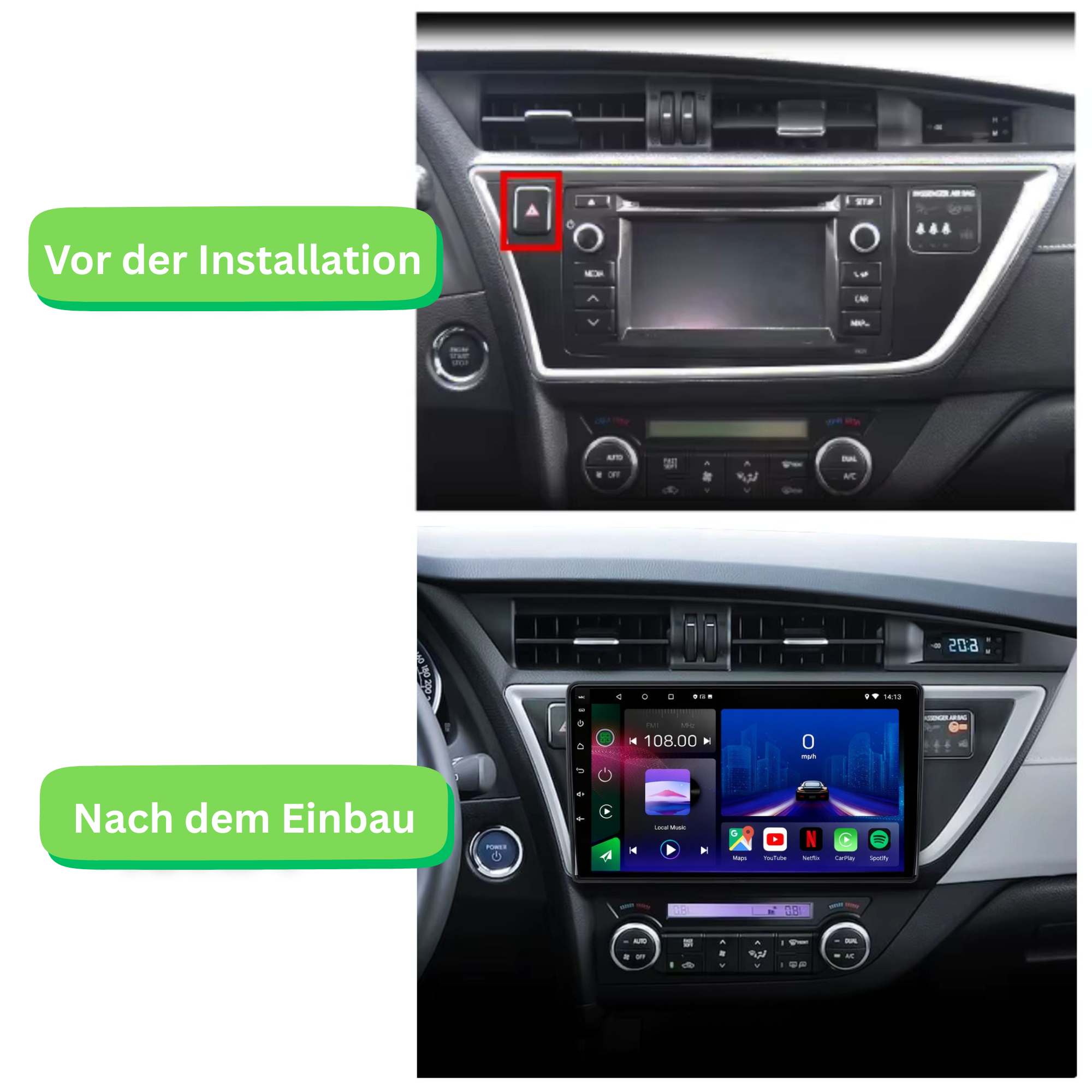 Toyota Corolla (2013–2016) / Auris (2012–2016) Android 15 Autoradio mit Apple CarPlay & Android Auto | RHD - AutoTunes