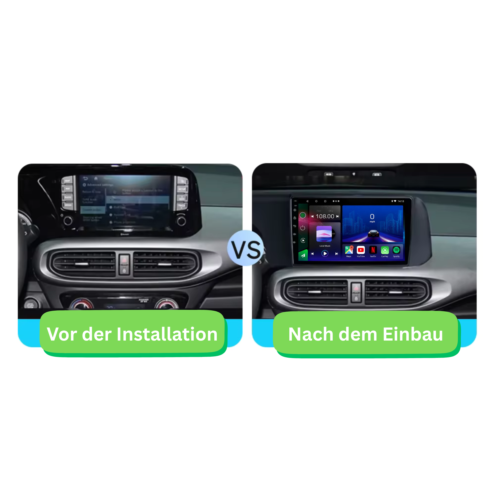 Hyundai i10 (2019–2023) Android 15 Autoradio mit Apple CarPlay & Android Auto - AutoTunes