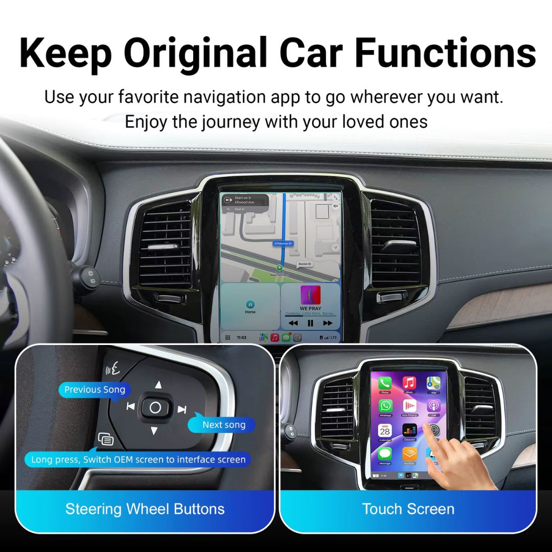 For Volvo Wireless Apple CarPlay Retrofit 2017-2022 Android Auto 9inch Original Screen - Pluscenter