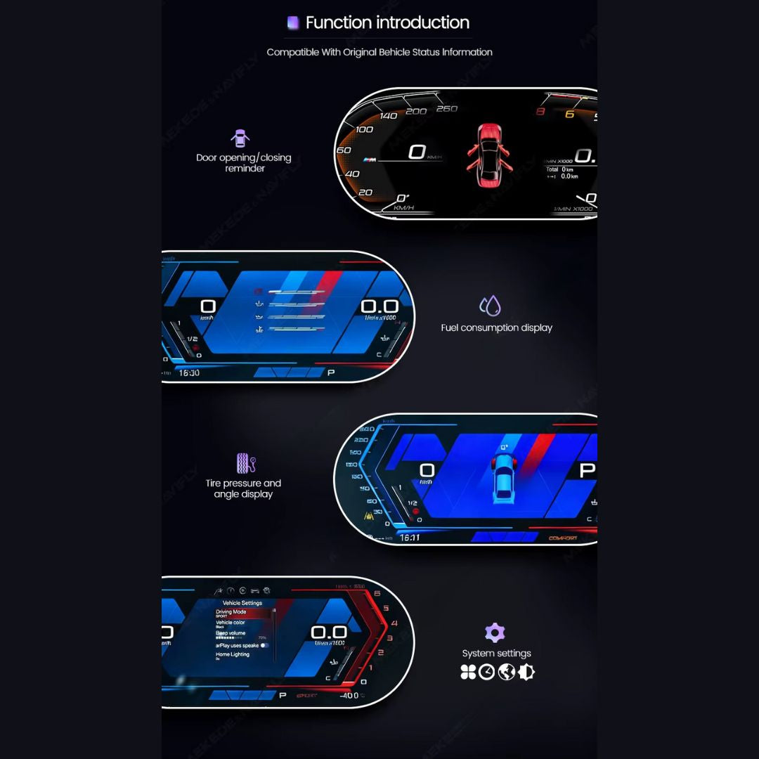 BMW 5 & 6 Series E60 / E61 / E63 / E64 12.3″ Digital Instrument Cluster – LCD Dashboard with CarPlay - Pluscenter