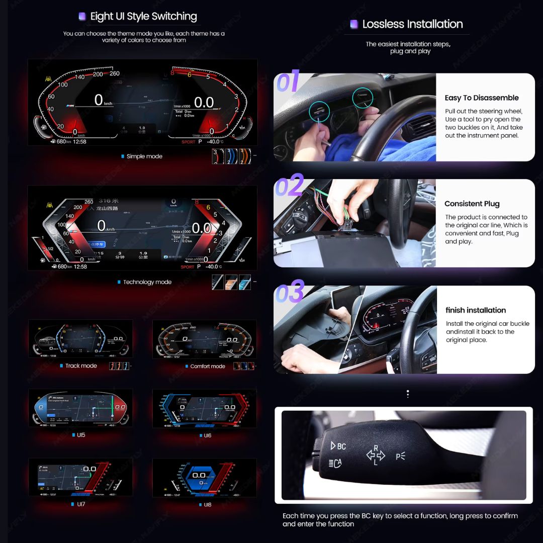 BMW 5 & 6 Series E60 / E61 / E63 / E64 12.3″ Digital Instrument Cluster – LCD Dashboard with CarPlay - Pluscenter