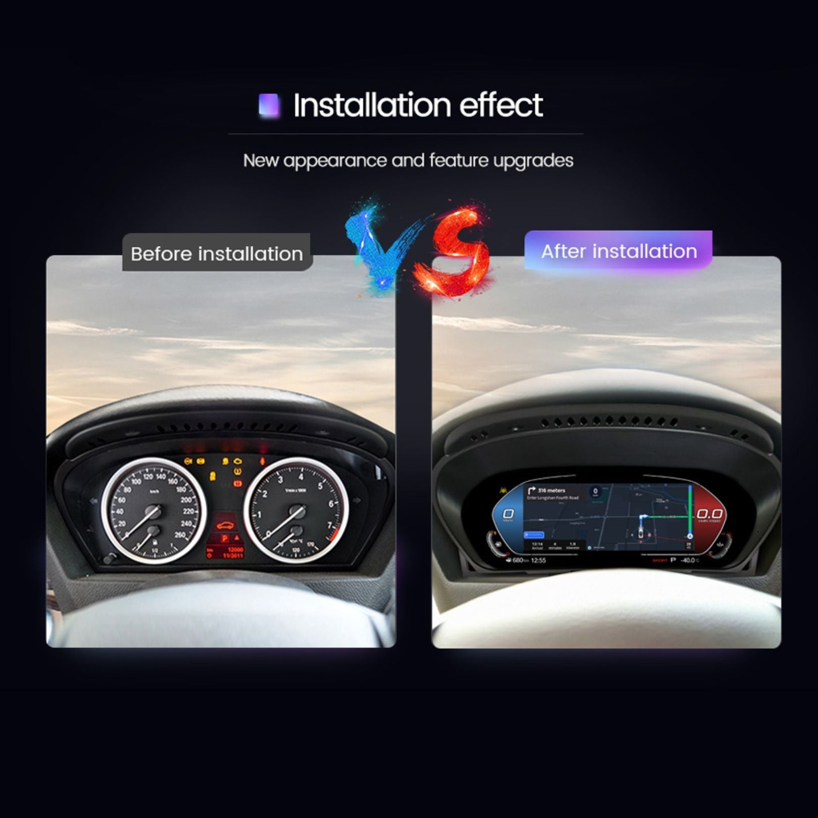 BMW X5 E70 / X6 E71 12.3″ Digital Instrument Cluster – LCD Dashboard with CarPlay - Pluscenter