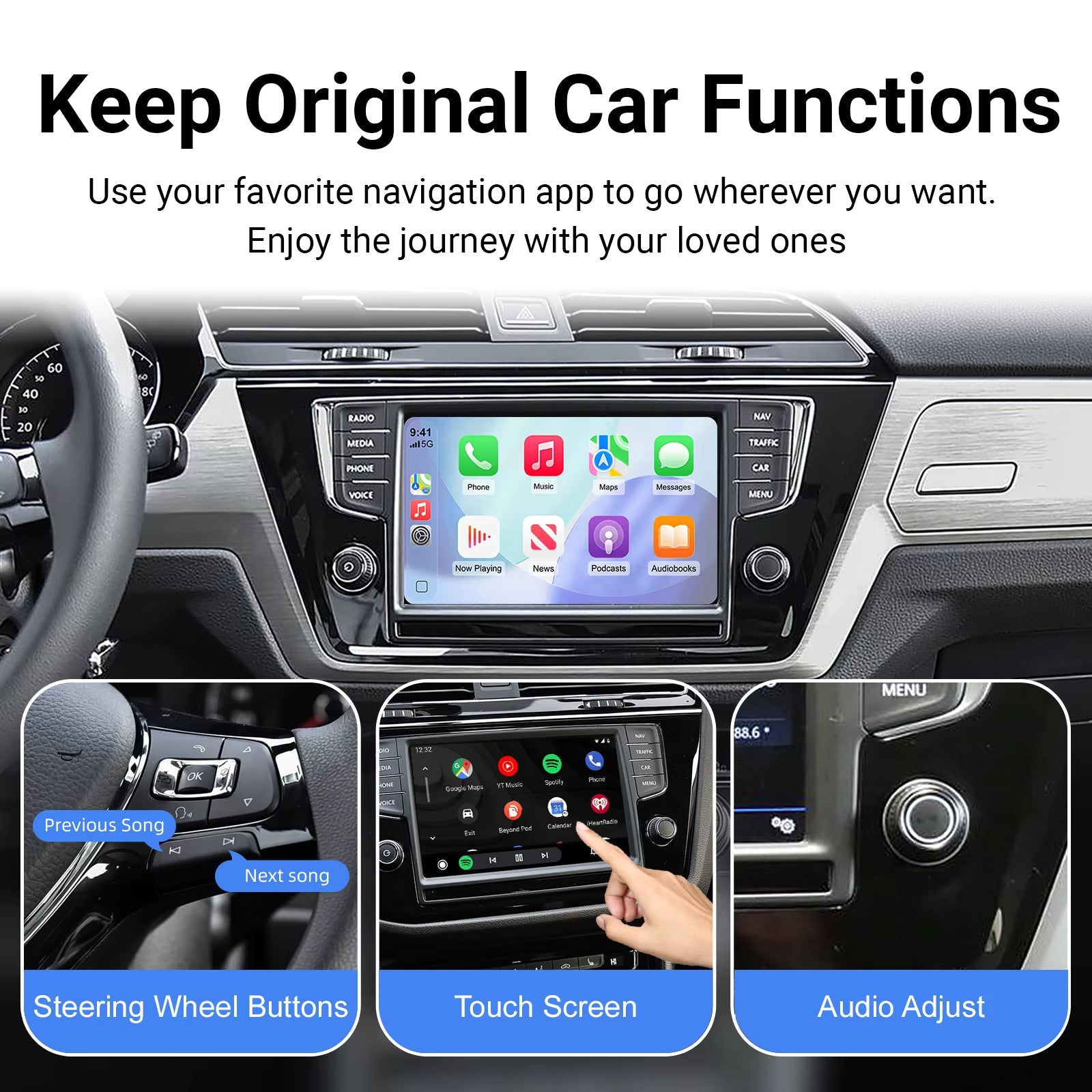 For Volkswagen Seat Skoda Wireless Apple CarPlay Retrofit Android Auto MIB1 & MIB2 - Pluscenter