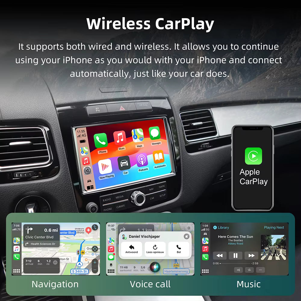 For Volkswagen Touareg Wireless Apple CarPlay Retrofit Android Auto - Pluscenter