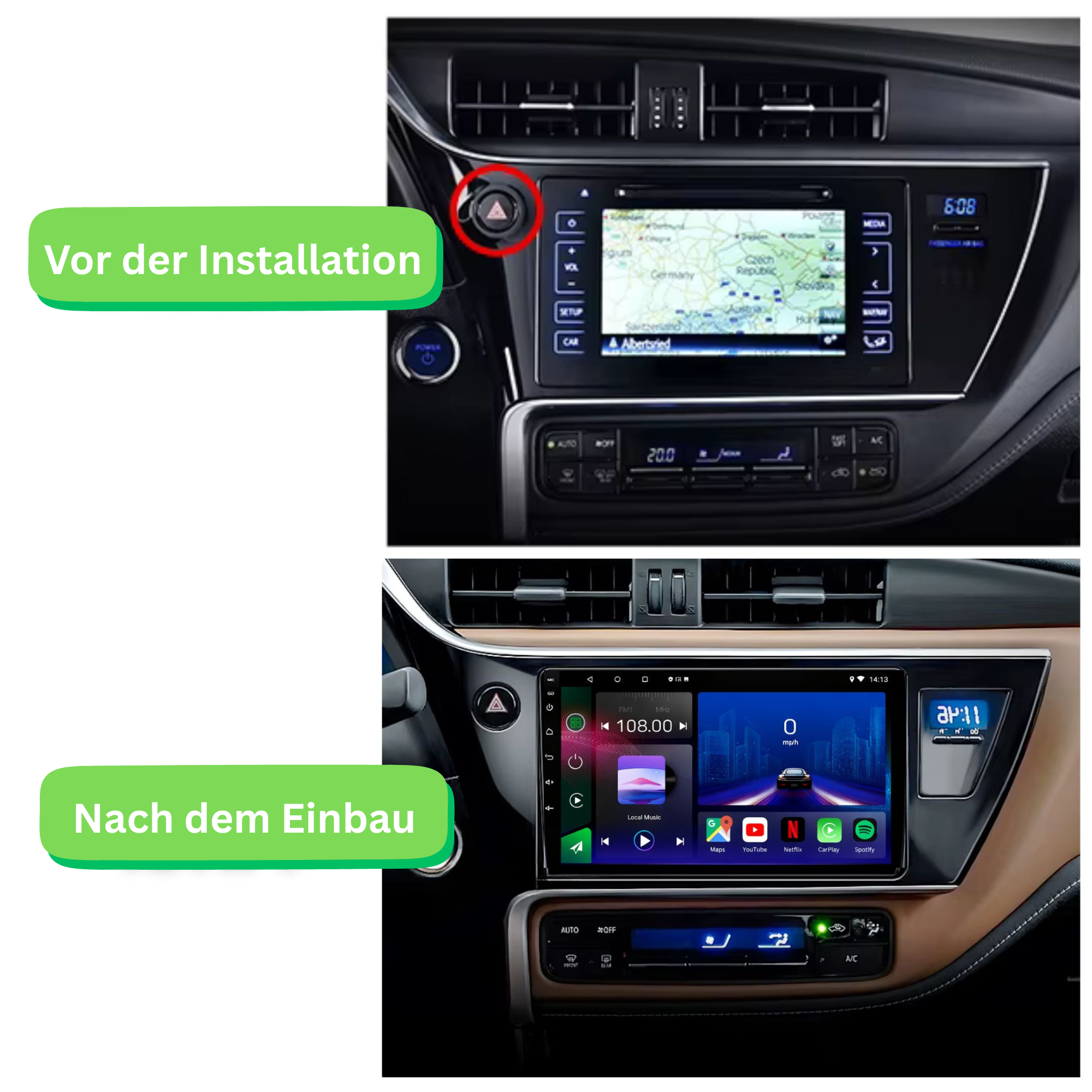 Toyota Corolla / Auris (2016–2019) Android 15 Autoradio mit Apple CarPlay & Android Auto | RHD - AutoTunes