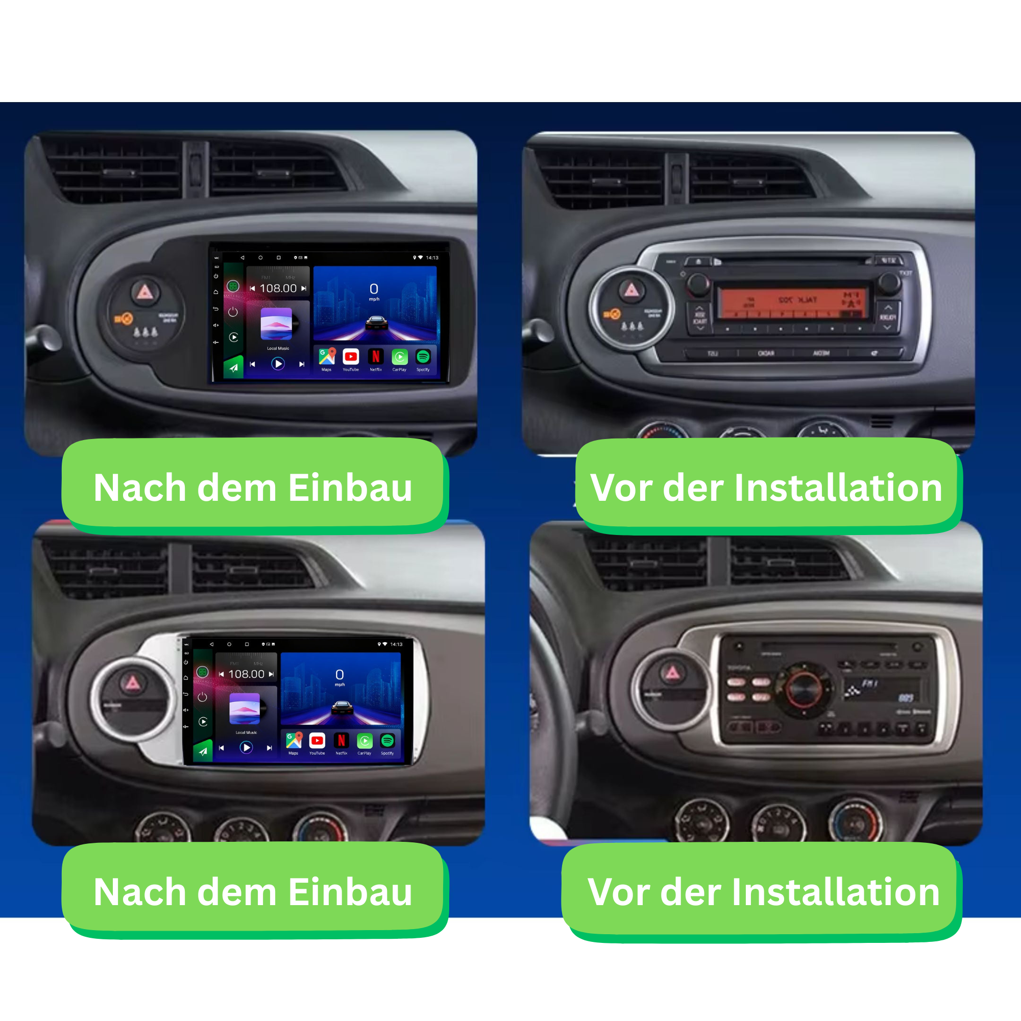 Toyota Yaris (2012–2017) Android 15 Autoradio mit Apple CarPlay & Android Auto - AutoTunes